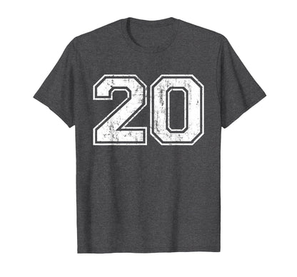 Number 20 Varsity Distressed Sports T-Shirt - Streetwear Style Men Women - T-Shirt, Sweatshirt, Hoodie