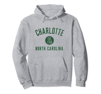 Charlotte North Carolina Varsity Hoodie - Novelty Apparel for Adults - T-Shirt, Sweatshirt, Hoodie