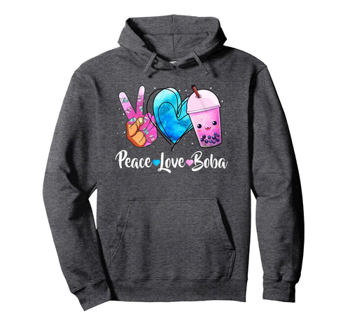 Peace Love Boba Bubble Tea Teen Hoodie - Streetwear Style for Adults - T-Shirt, Sweatshirt, Hoodie