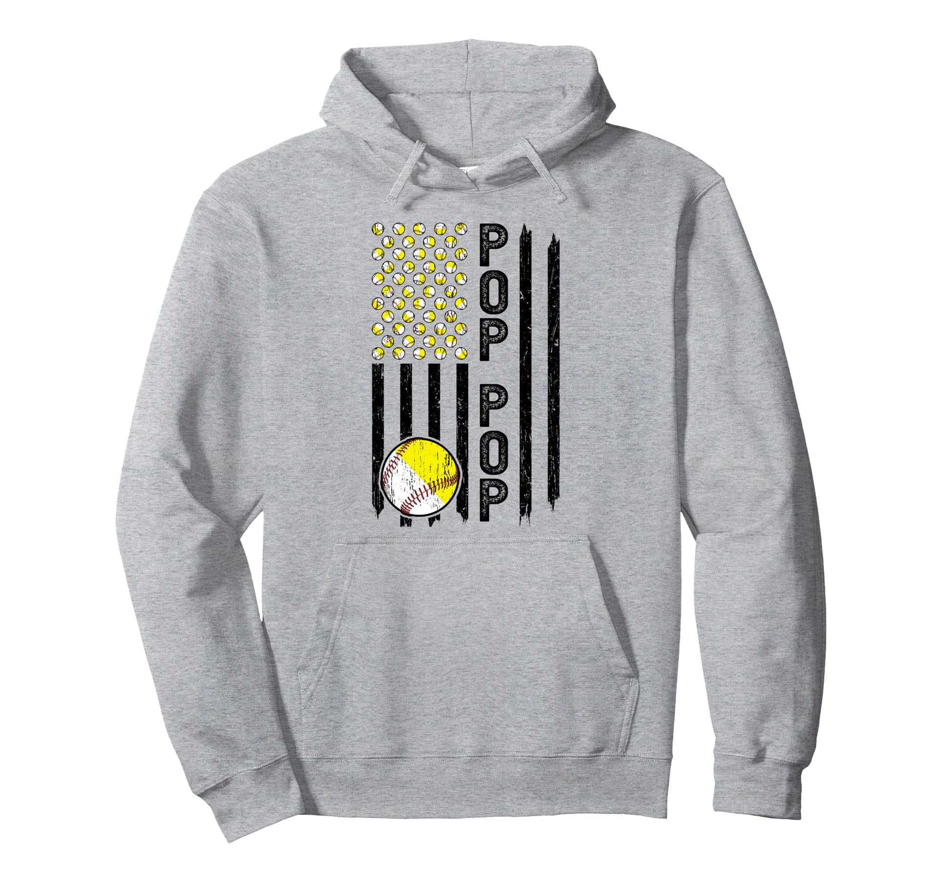 Pop Pop American Flag Softball Hoodie - Minimalist Print Men Women - T-Shirt, Sweatshirt, Hoodie
