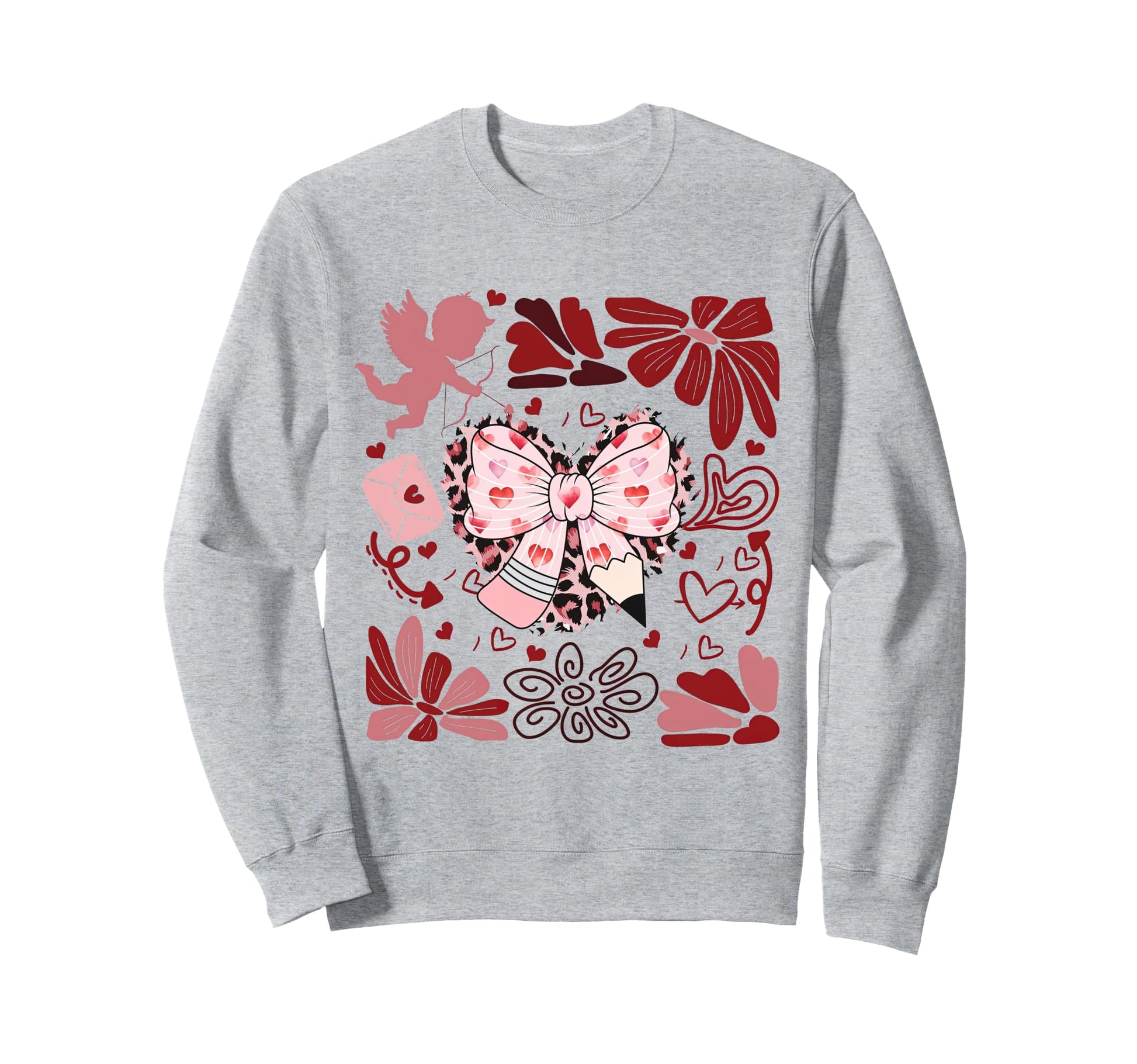 Boho Valentine Pencil Bow Teaching Sweatshirt - Novelty Apparel Men Women - T-Shirt, Sweatshirt, Hoodie
