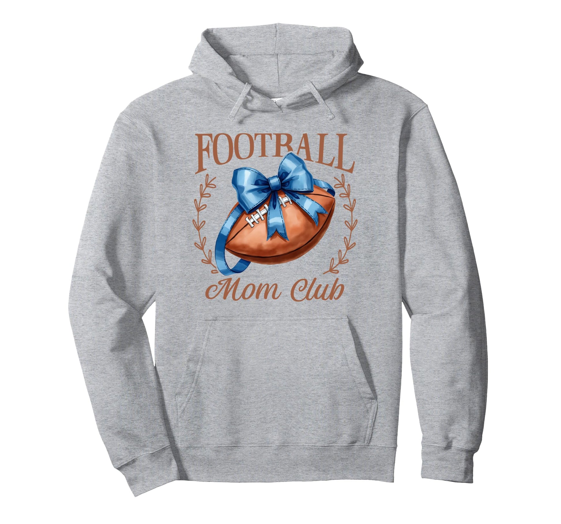 Game Day Blue Croquette Bow Football Mom Hoodie - Graphic Print Men Women - T-Shirt, Sweatshirt, Hoodie