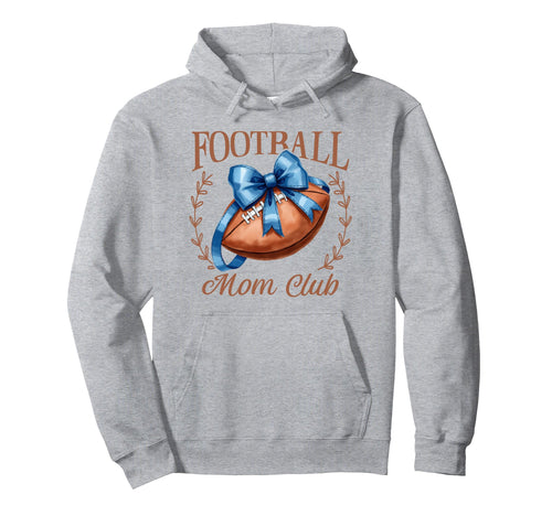 Game Day Blue Croquette Bow Football Mom Hoodie - Graphic Print Men Women - T-Shirt, Sweatshirt, Hoodie