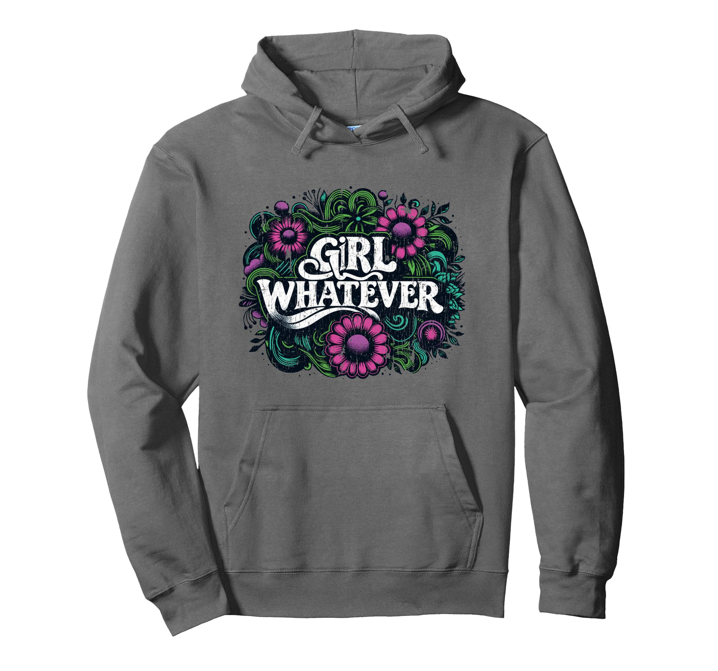 Whatever Hippie 60S 70S Daisy Floral Hoodie - Minimalist Print Unisex - T-Shirt, Sweatshirt, Hoodie