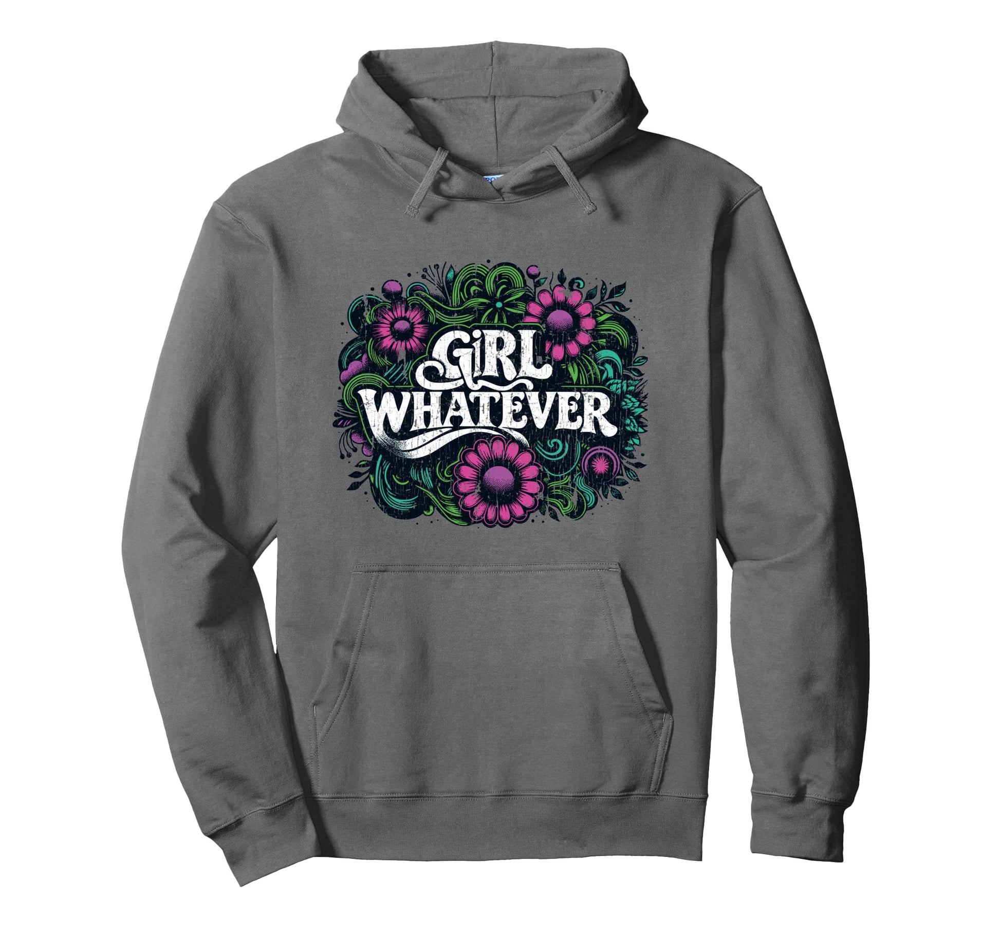 Whatever Hippie 60S 70S Daisy Floral Hoodie - Minimalist Print Unisex - T-Shirt, Sweatshirt, Hoodie