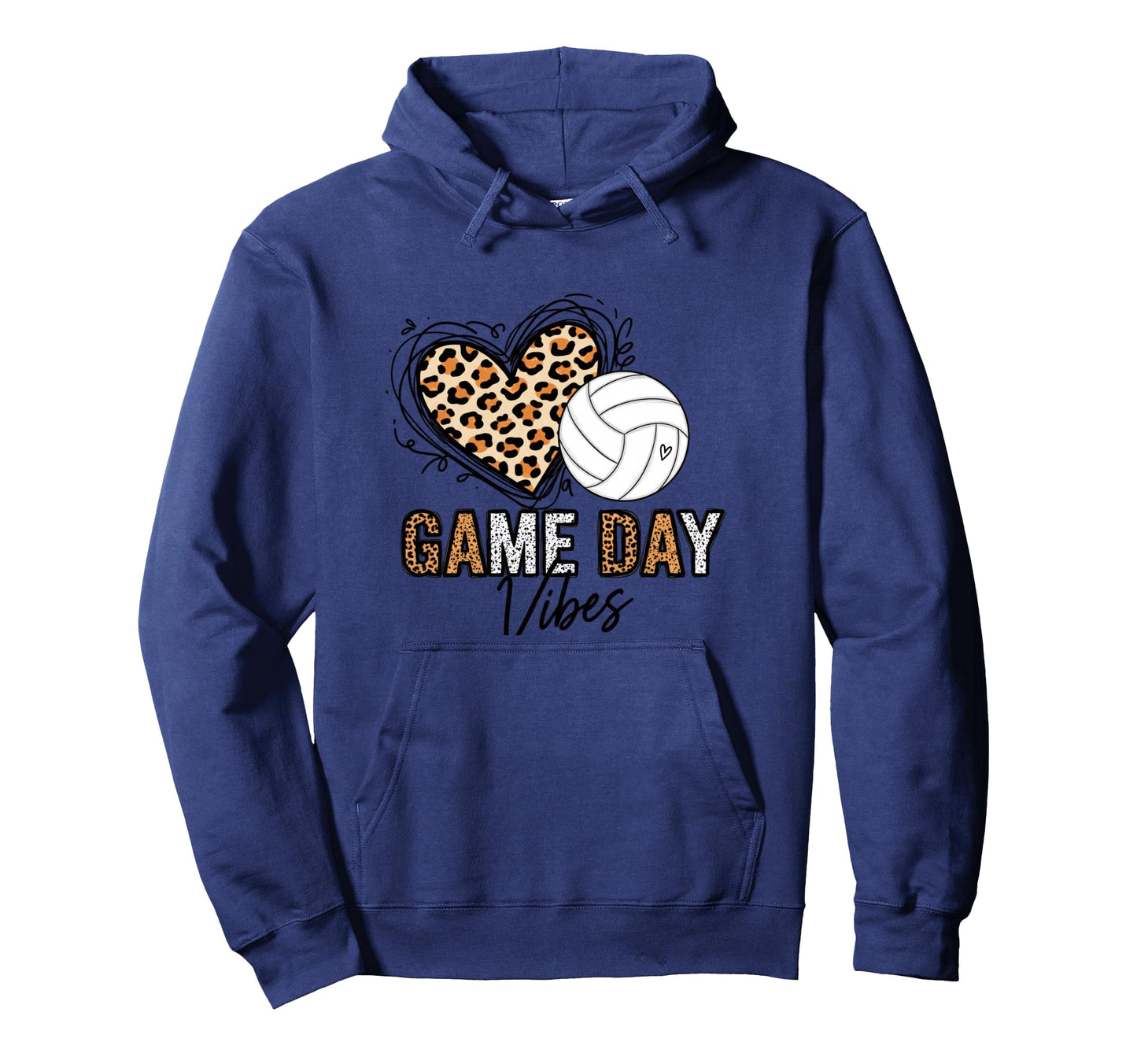 Volleyball Mom Game Day Vibes Leopard Hoodie - Aesthetic Graphic Men Women - T-Shirt, Sweatshirt, Hoodie