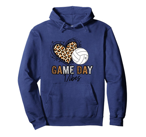 Volleyball Mom Game Day Vibes Leopard Hoodie - Aesthetic Graphic Men Women - T-Shirt, Sweatshirt, Hoodie
