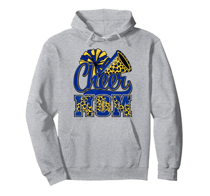Cheer Mom Blue Gold Cheerleader Hoodie - Casual Everyday Wear Men Women - T-Shirt, Sweatshirt, Hoodie