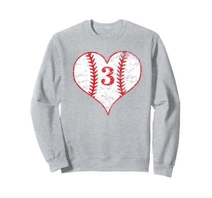Love Baseball Mom 3 Heart 3Rd Sweatshirt - Novelty Apparel Men Women - T-Shirt, Sweatshirt, Hoodie