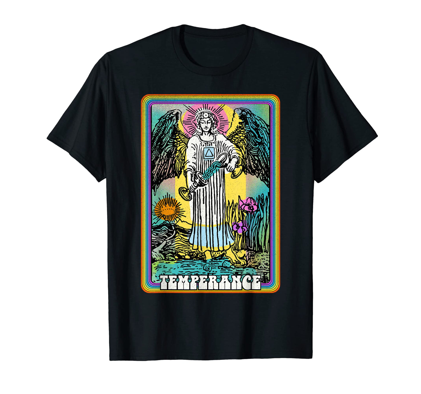 Tarot Card Temperance Angel Groovy Rainbow T-Shirt - Graphic Print Unisex - T-Shirt, Sweatshirt, Hoodie