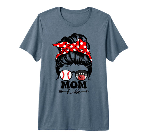 Mom Life Messy Bun Hair Funny Baseball T-Shirt - Trendy Graphic for Adults - T-Shirt, Sweatshirt, Hoodie