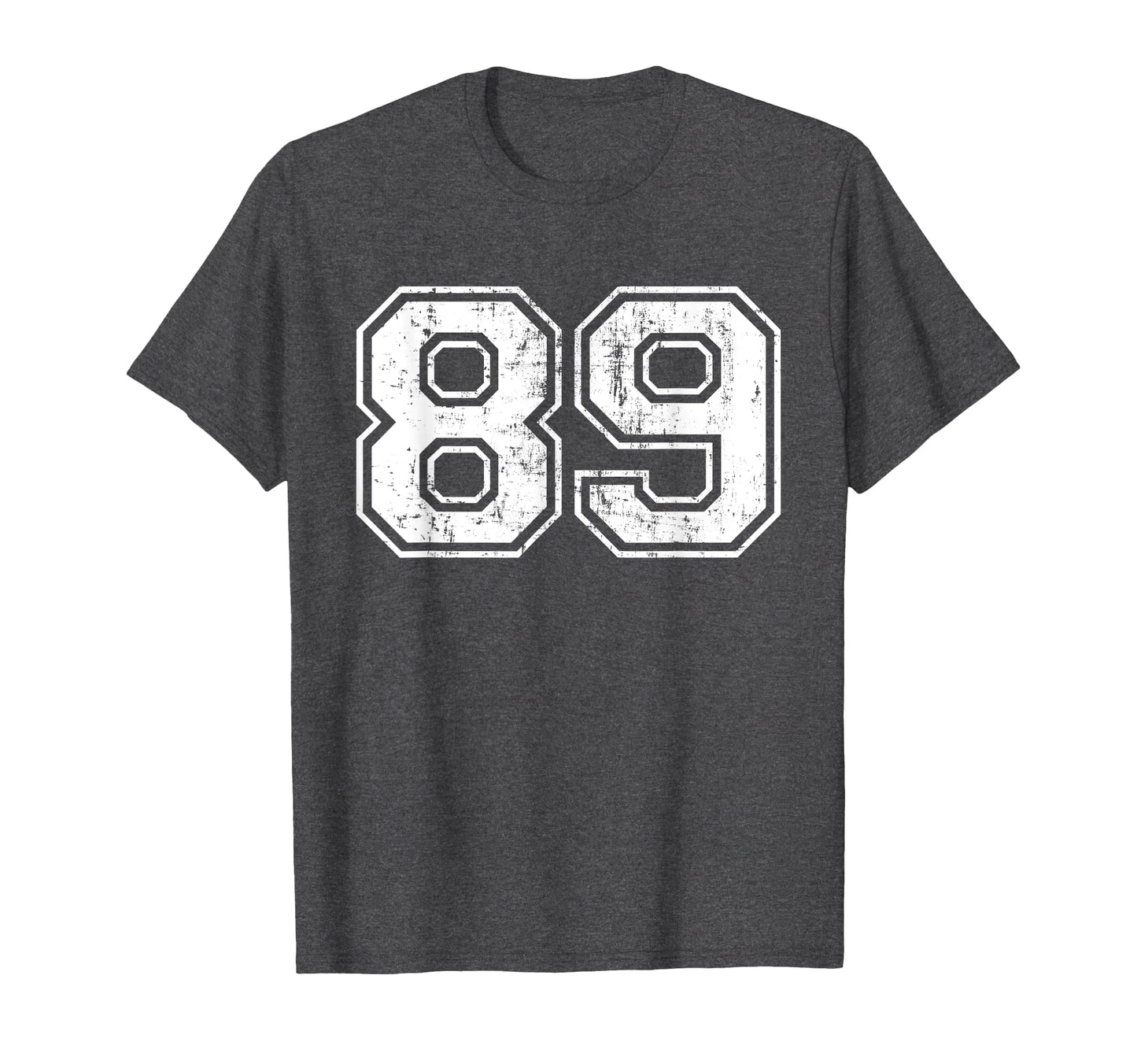 Number 89 Varsity Distressed Sports T-Shirt - Fun Novelty Design Unisex - T-Shirt, Sweatshirt, Hoodie