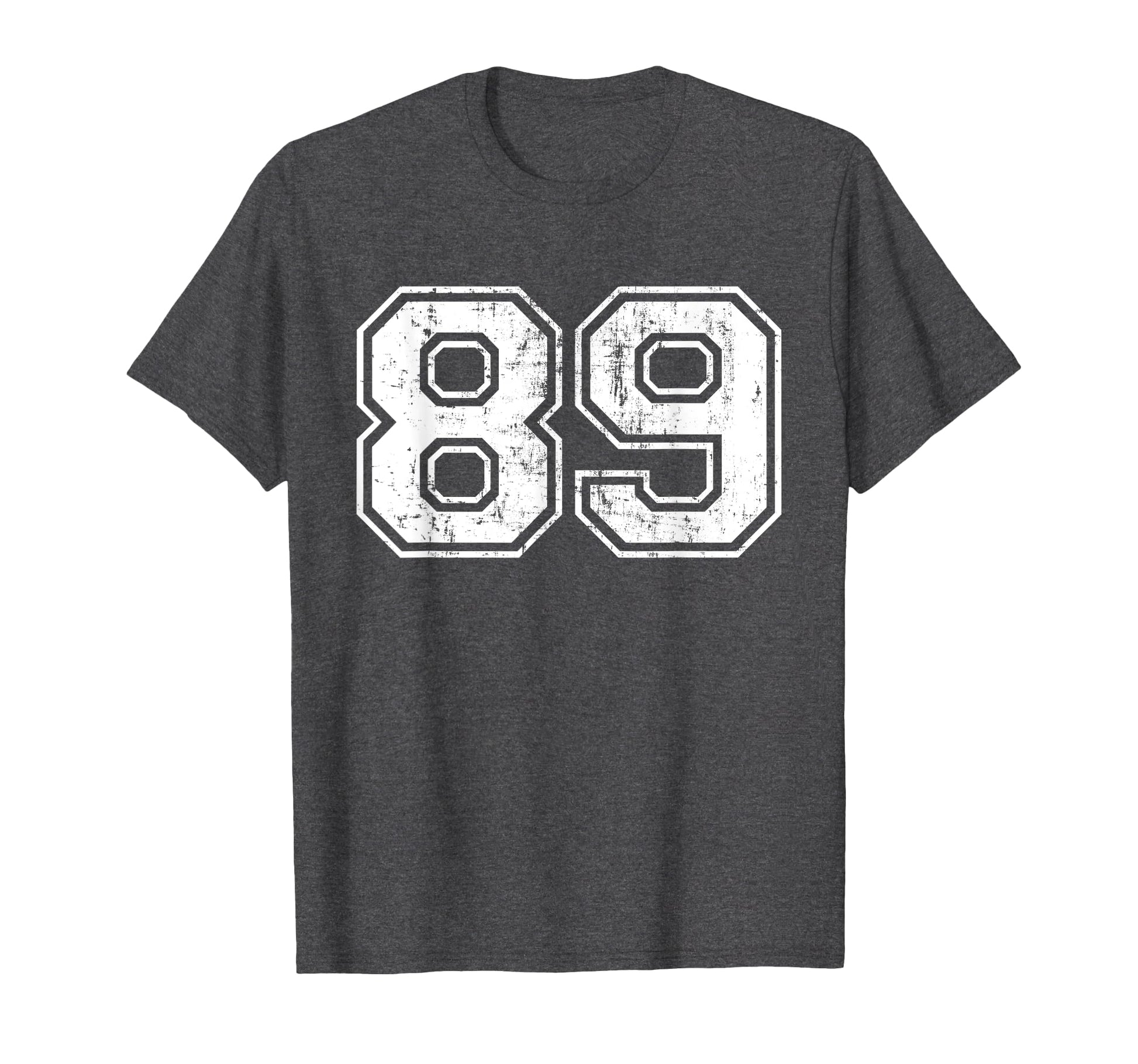 Number 89 Varsity Distressed Sports T-Shirt - Fun Novelty Design Unisex - T-Shirt, Sweatshirt, Hoodie