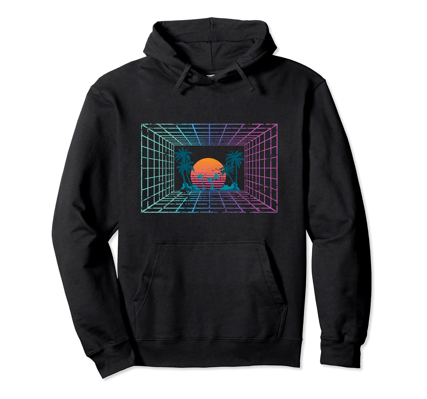 80S Art Vaporwave Aesthetic Palm Trees Hoodie - Novelty Apparel Men Women - T-Shirt, Sweatshirt, Hoodie