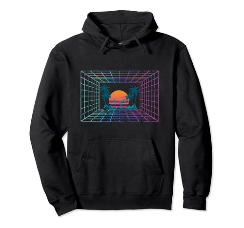 80S Art Vaporwave Aesthetic Palm Trees Hoodie - Novelty Apparel Men Women - T-Shirt, Sweatshirt, Hoodie