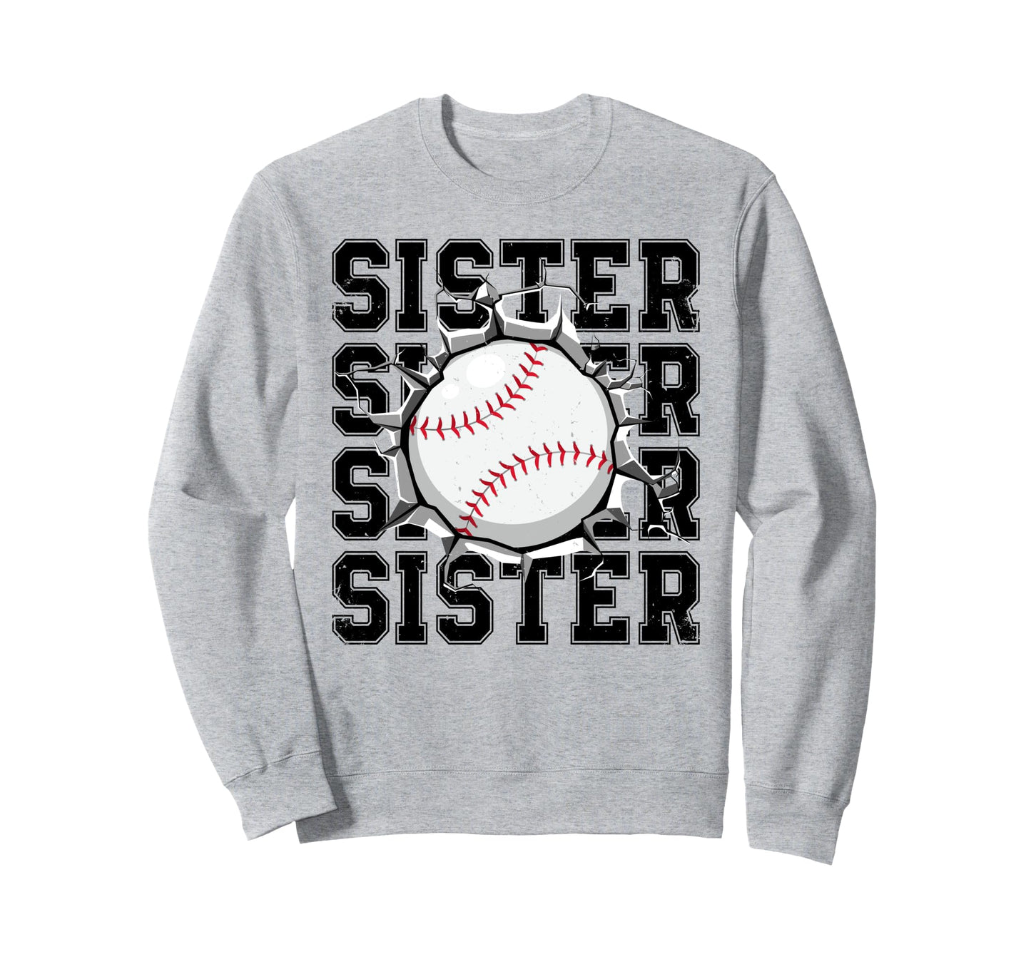 Baseball Sister Cracked Wall Sweatshirt - Minimalist Print Men Women - T-Shirt, Sweatshirt, Hoodie