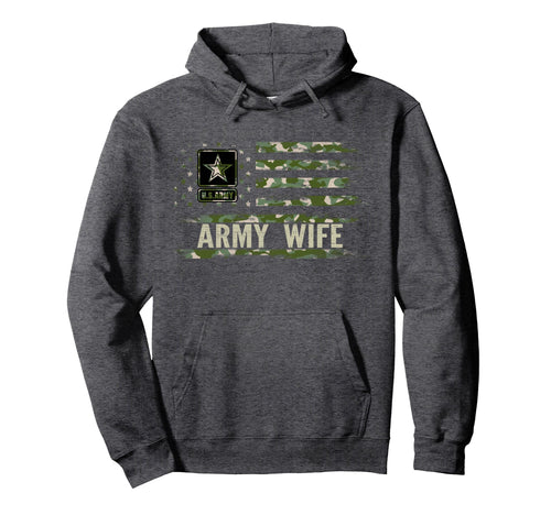 Army Wife Camo American Flag Veteran Gift Hoodie - Graphic Print for Adults - T-Shirt, Sweatshirt, Hoodie