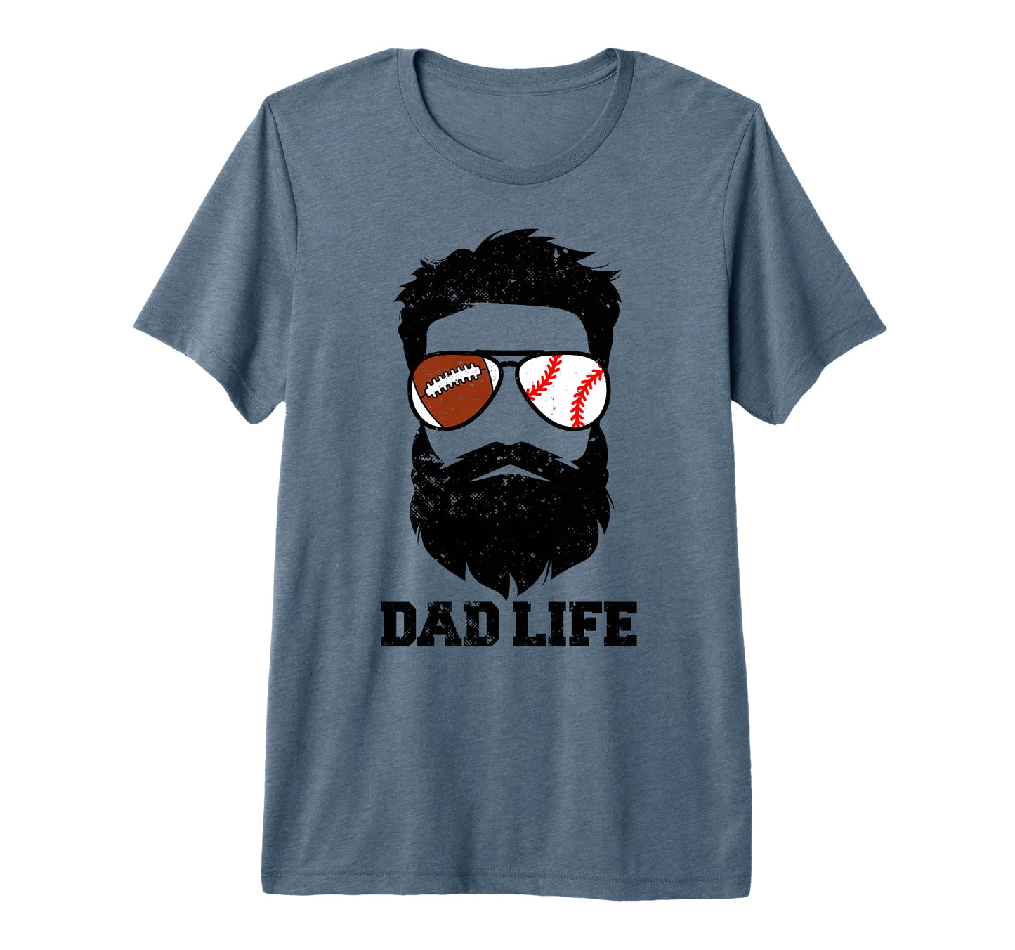Mens Football Baseball Dad Messy Hair T-Shirt - Graphic Print for Adults - T-Shirt, Sweatshirt, Hoodie