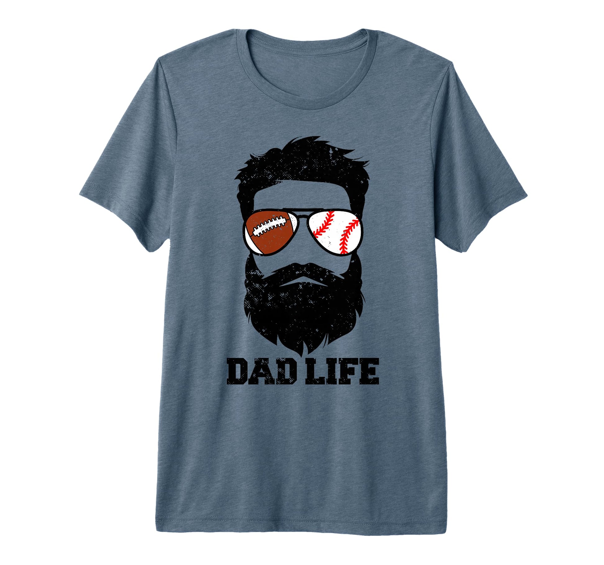 Mens Football Baseball Dad Messy Hair T-Shirt - Graphic Print for Adults - T-Shirt, Sweatshirt, Hoodie