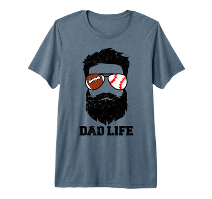 Mens Football Baseball Dad Messy Hair T-Shirt - Graphic Print for Adults - T-Shirt, Sweatshirt, Hoodie