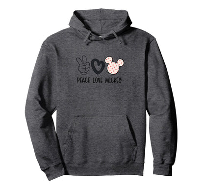 Peace Love And Mickey Mouse Hoodie - Trendy Graphic for Adults - T-Shirt, Sweatshirt, Hoodie