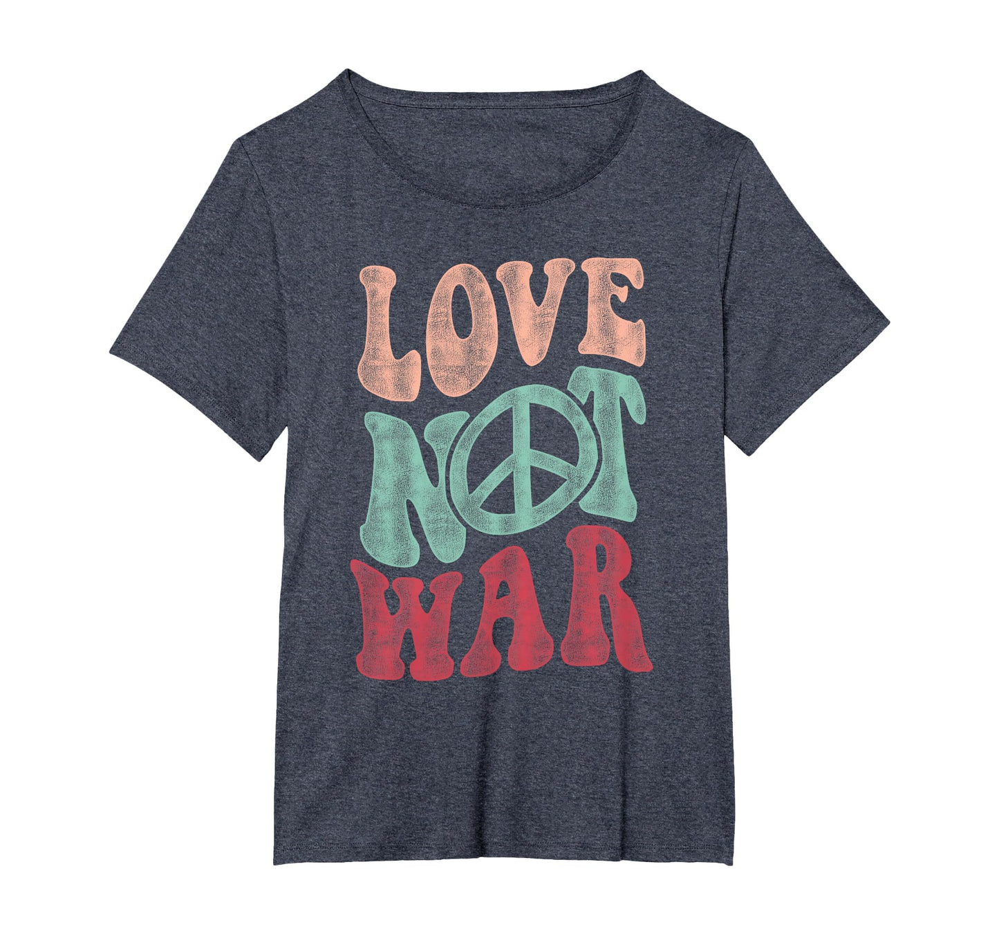 Love Not War Groovy Peace Sign T-Shirt - Casual Everyday Wear Men Women - T-Shirt, Sweatshirt, Hoodie