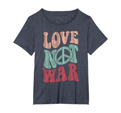 Love Not War Groovy Peace Sign T-Shirt - Casual Everyday Wear Men Women - T-Shirt, Sweatshirt, Hoodie