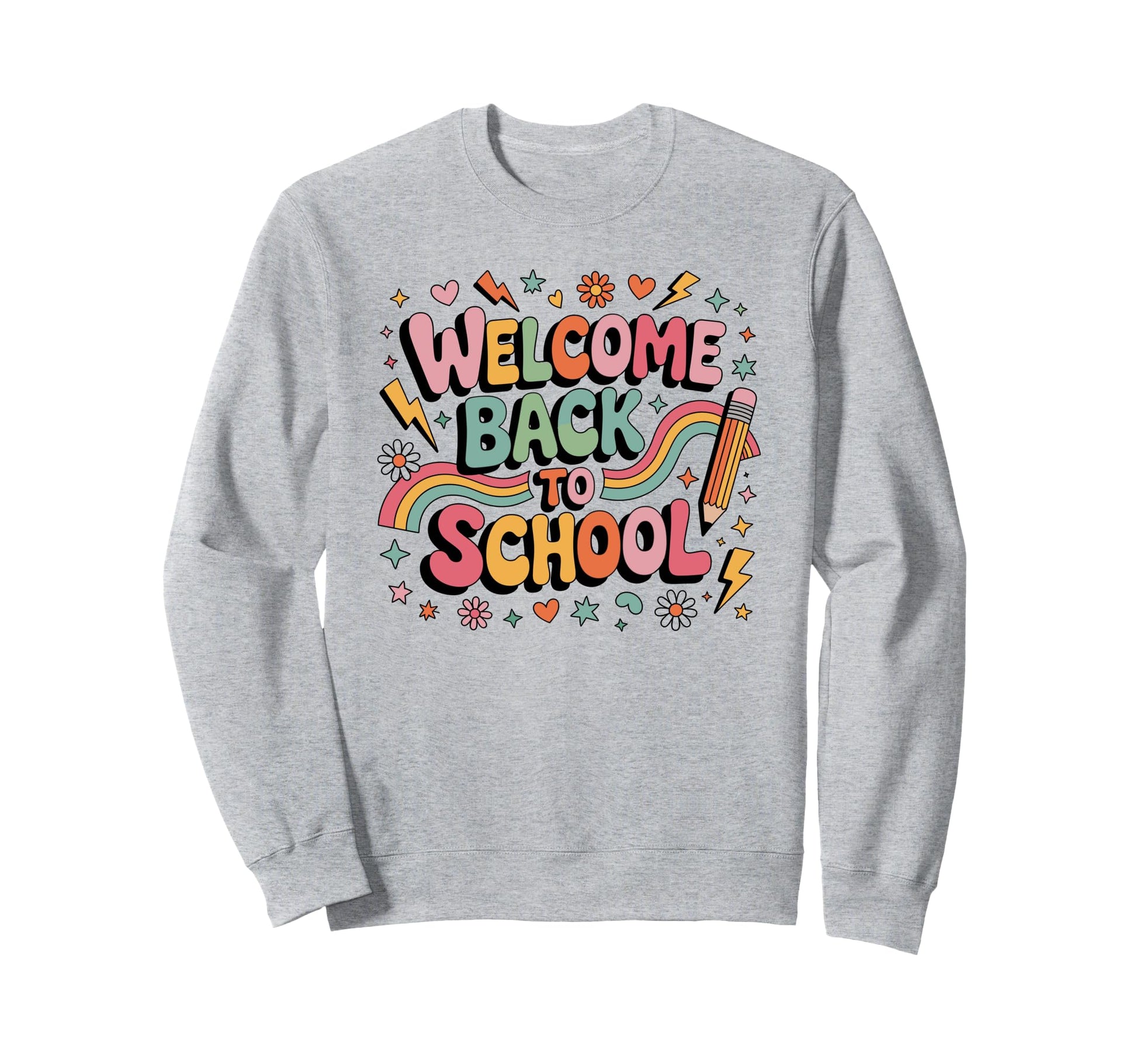 Welcome Back To School Colorful Sweatshirt - Aesthetic Graphic for Adults - T-Shirt, Sweatshirt, Hoodie