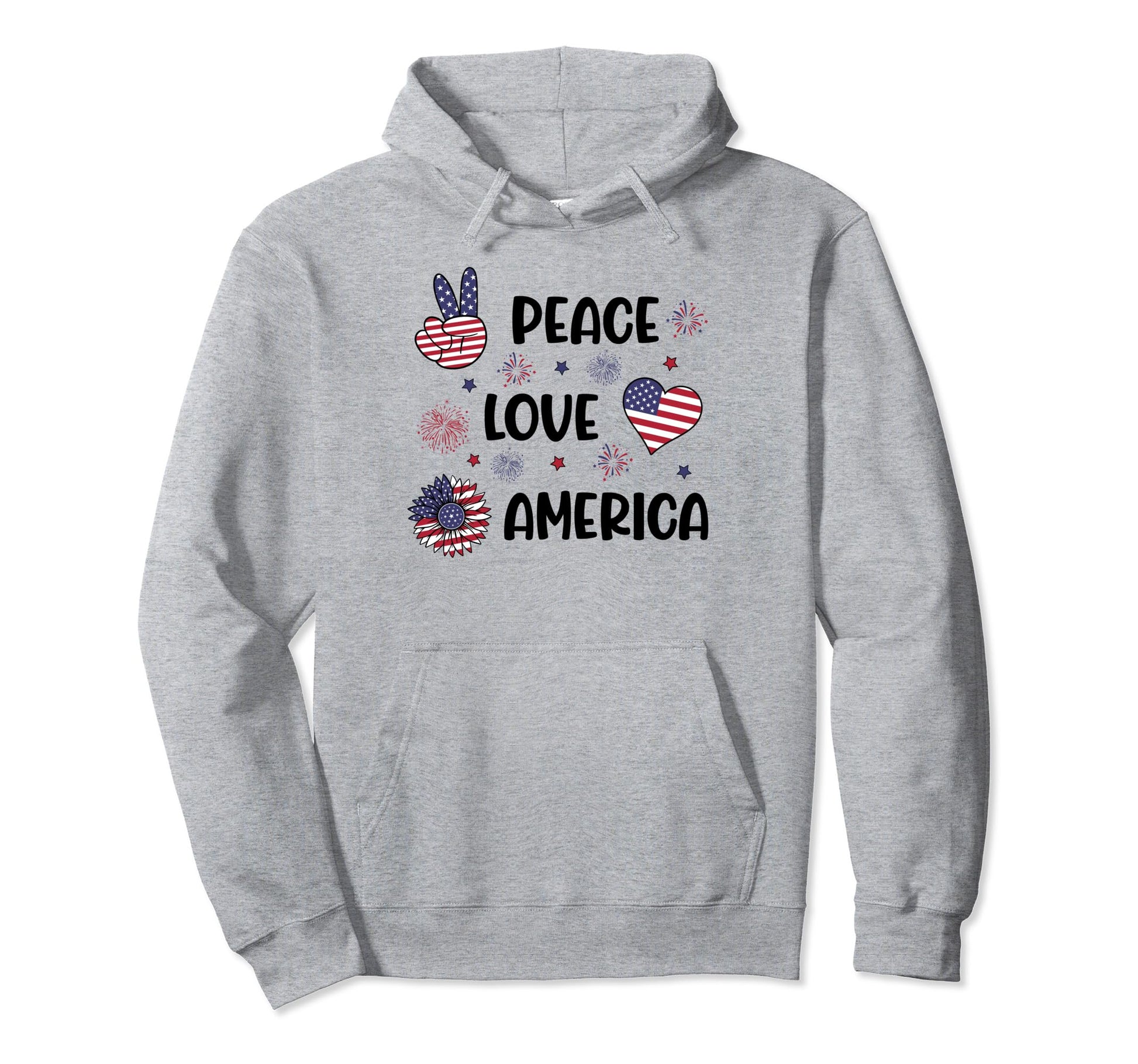 4Th July Patriotic Peace Love America Hoodie - Minimalist Print Unisex - T-Shirt, Sweatshirt, Hoodie