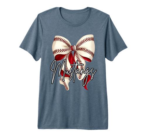 Mustangs Baseball Mom Coquette Bow Game T-Shirt - Unique Graphic Unisex - T-Shirt, Sweatshirt, Hoodie