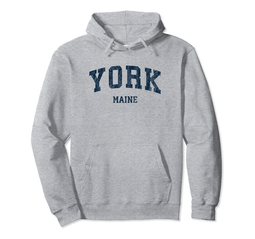 York Maine Me Varsity Sports Navy Hoodie - Novelty Apparel for Adults - T-Shirt, Sweatshirt, Hoodie