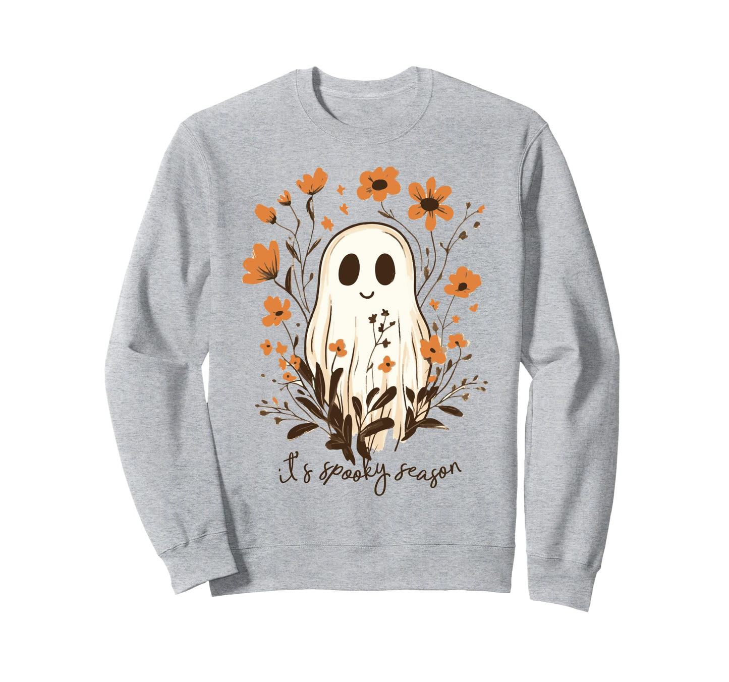 Ghost Spooky Season Floral Sweatshirt - Casual Everyday Wear for Adults - T-Shirt, Sweatshirt, Hoodie