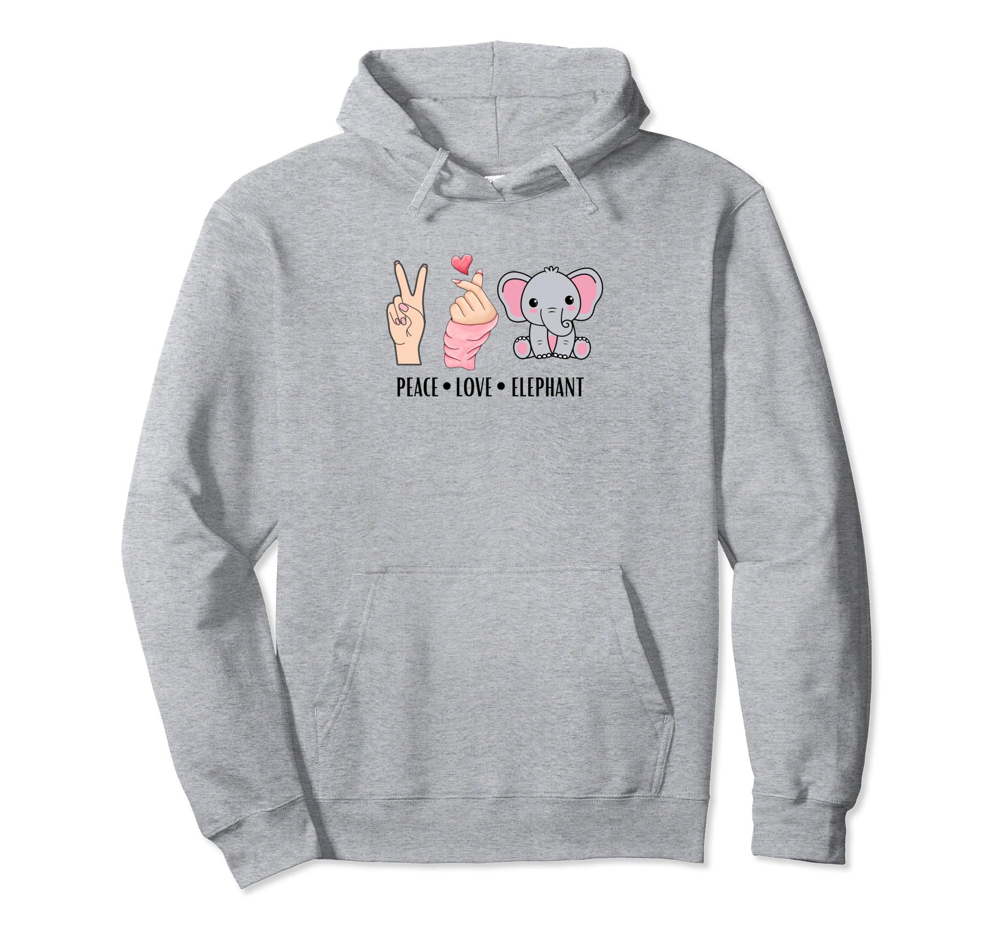 Elephant Peace Love And Hoodie - Streetwear Style Unisex - T-Shirt, Sweatshirt, Hoodie