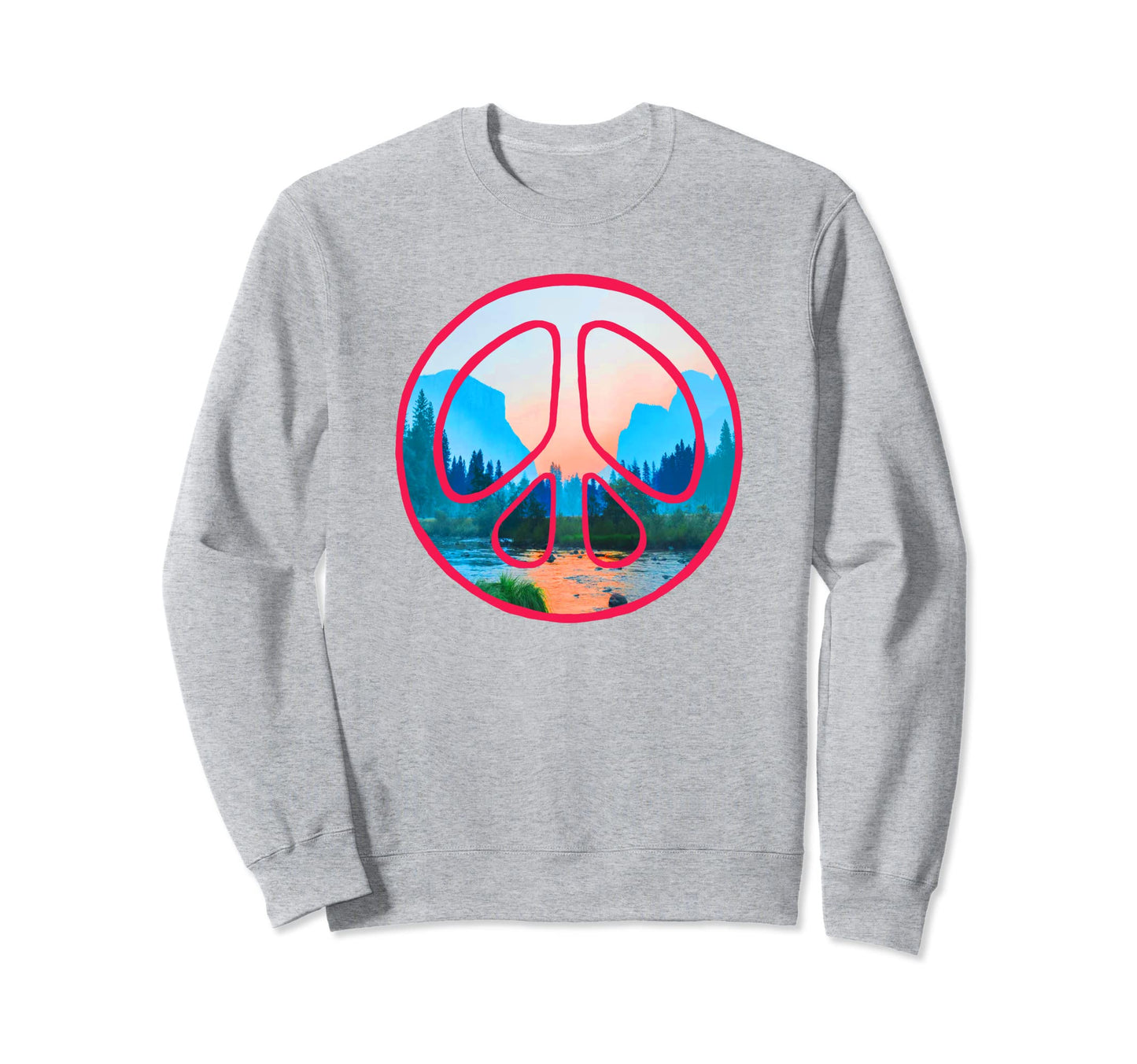 Yosemite National Park Peace Sign Sweatshirt - Fun Novelty Design Unisex - T-Shirt, Sweatshirt, Hoodie