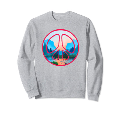 Yosemite National Park Peace Sign Sweatshirt - Fun Novelty Design Unisex - T-Shirt, Sweatshirt, Hoodie