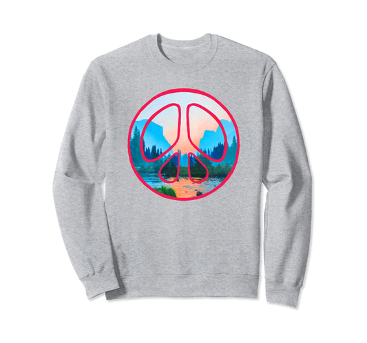 Yosemite National Park Peace Sign Sweatshirt - Fun Novelty Design Unisex - T-Shirt, Sweatshirt, Hoodie