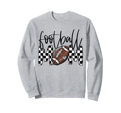 Proud Football Mom Checkered Sweatshirt - Minimalist Print for Adults - T-Shirt, Sweatshirt, Hoodie