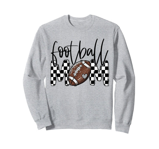 Proud Football Mom Checkered Sweatshirt - Minimalist Print for Adults - T-Shirt, Sweatshirt, Hoodie