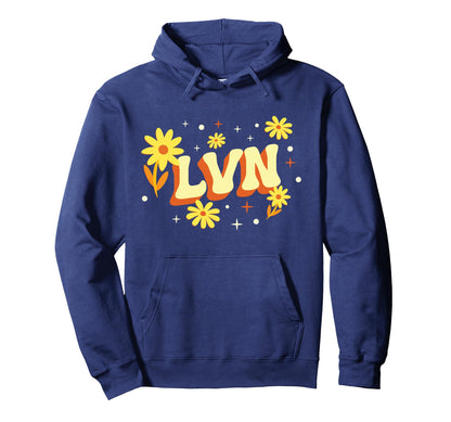 Lvn Licensed Vocational Nurse Flower Hoodie - Minimalist Print for Adults - T-Shirt, Sweatshirt, Hoodie