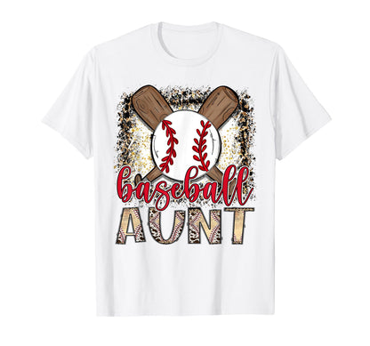 Baseball Aunt Leopard Proud Ball Aunt T-Shirt - Novelty Apparel for Adults - T-Shirt, Sweatshirt, Hoodie
