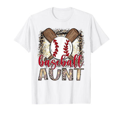 Baseball Aunt Leopard Proud Ball Aunt T-Shirt - Novelty Apparel for Adults - T-Shirt, Sweatshirt, Hoodie