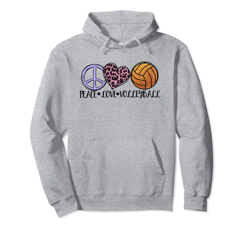 Volleyball Lover Fun Peace Love Volleyball Hoodie - Unique Graphic Unisex - T-Shirt, Sweatshirt, Hoodie