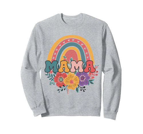 Mama Rainbow Floral Happy Sweatshirt - Aesthetic Graphic for Adults - T-Shirt, Sweatshirt, Hoodie