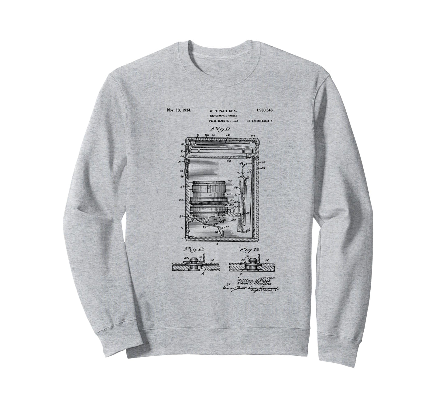 Camera Photographic Patent 1934 Sweatshirt - Streetwear Style Unisex - T-Shirt, Sweatshirt, Hoodie