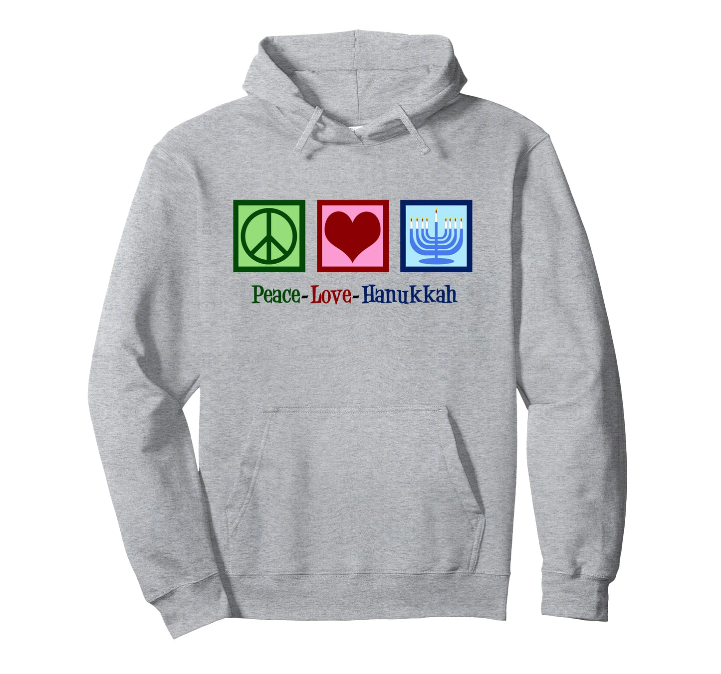 Peace Love Hanukkah Menorah Jewish Hoodie - Aesthetic Graphic for Adults - T-Shirt, Sweatshirt, Hoodie