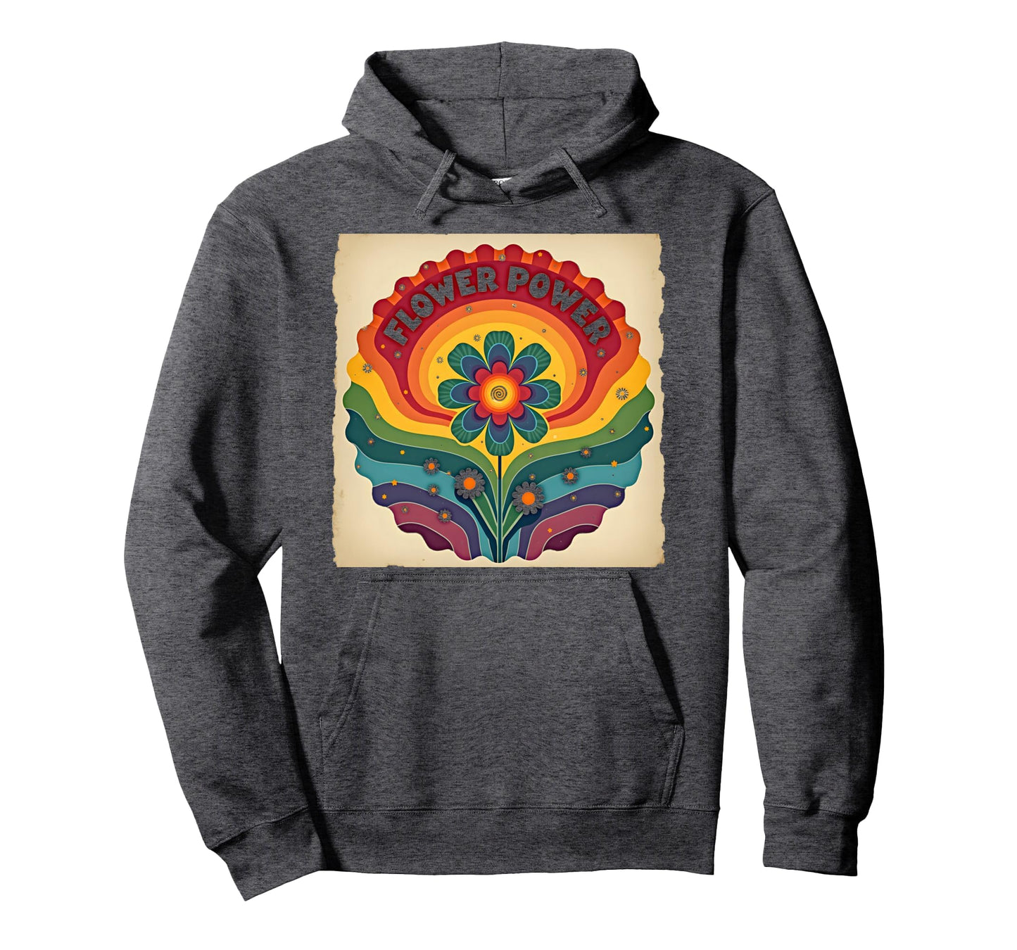 Flower Power Rainbow Floral Hoodie - Casual Everyday Wear for Adults - T-Shirt, Sweatshirt, Hoodie
