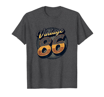 86 Birthday Gift Art Dark Heather Grey T-Shirt - Fun Novelty Design Unisex - T-Shirt, Sweatshirt, Hoodie