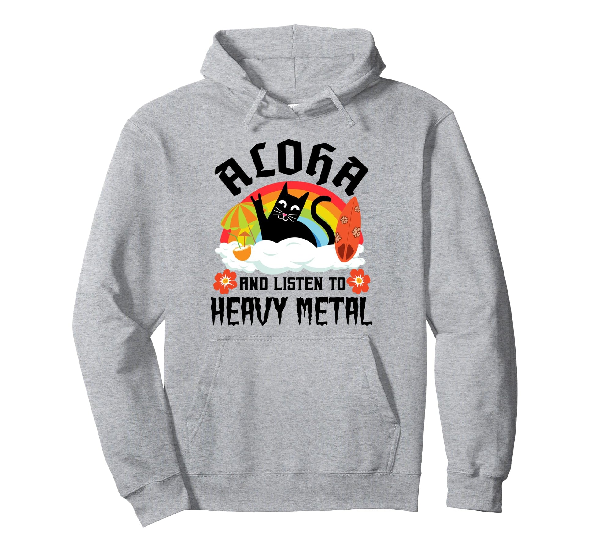 Hawaiian Cat Rainbow Aloha And Listen To Hoodie - Custom Art Print Unisex - T-Shirt, Sweatshirt, Hoodie