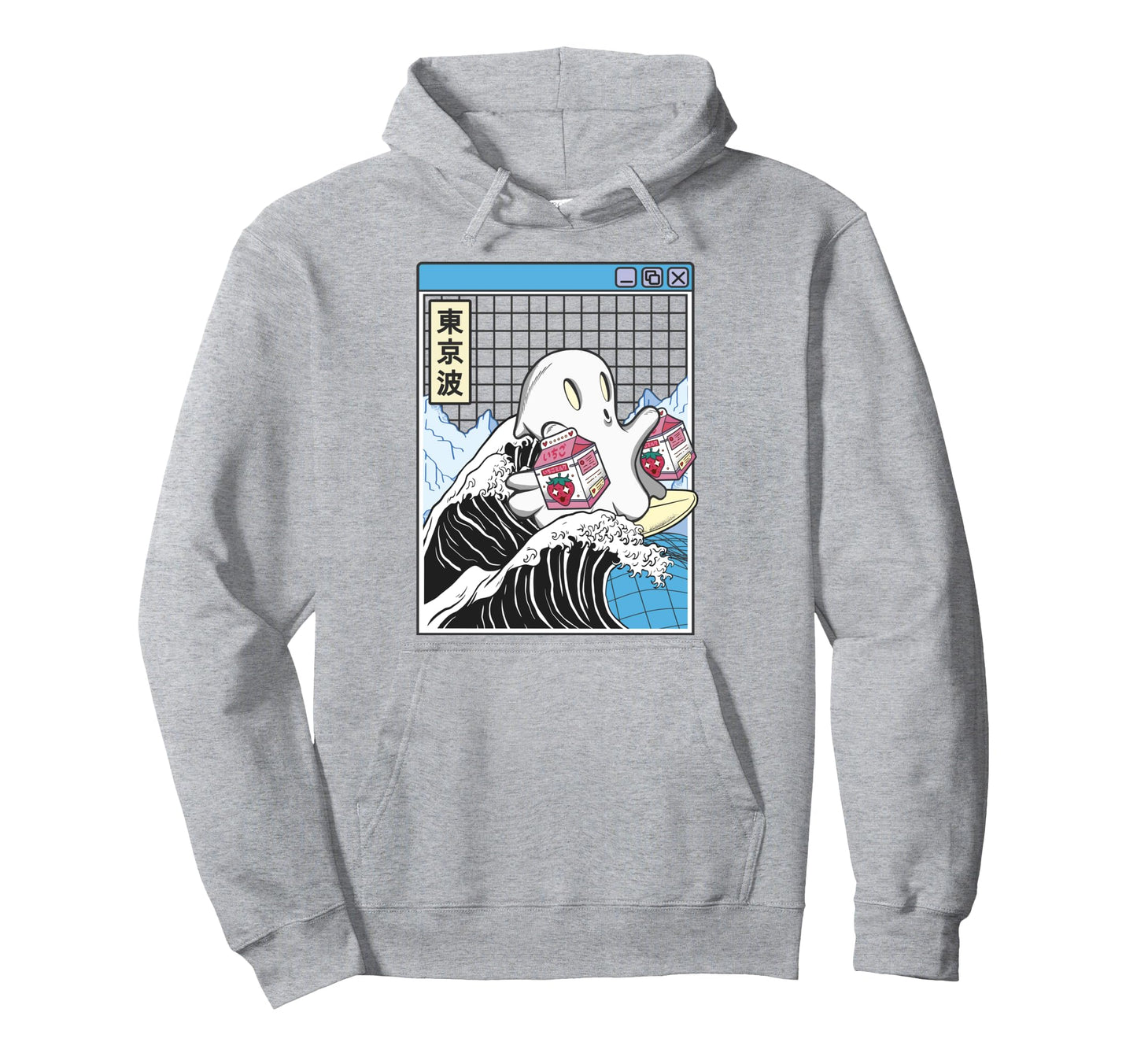 Surfing Ghost Strawberry Milk Cartons Hoodie - Streetwear Style for Adults - T-Shirt, Sweatshirt, Hoodie