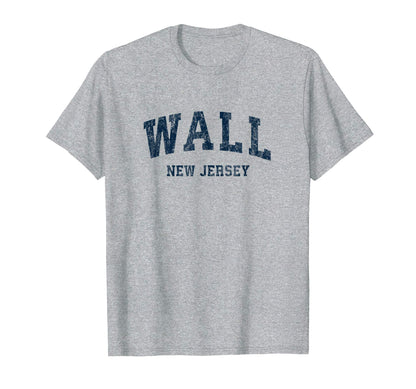 Wall New Jersey Nj Varsity Sports Navy T-Shirt - Trendy Graphic Unisex - T-Shirt, Sweatshirt, Hoodie